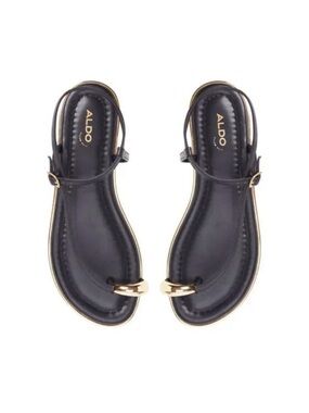 Aldo Jomali Toe Loop Flat Black Sandals SZ 9